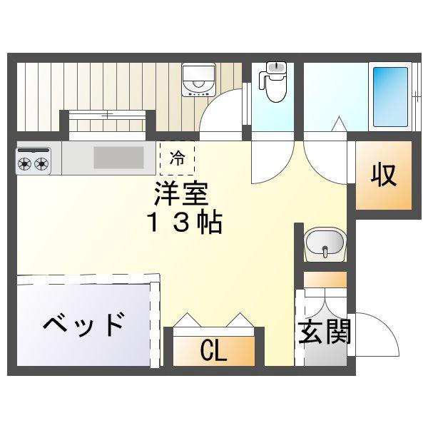 南雑賀マンション1R(ワンルーム/1階)の間取り写真