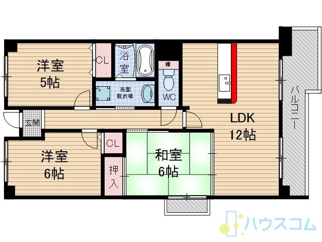 グリーンパークハイム(3LDK/3階)の間取り写真