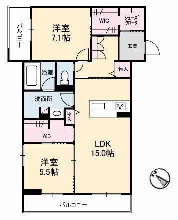 ラ プレスタージュ(2LDK/2階)の間取り写真