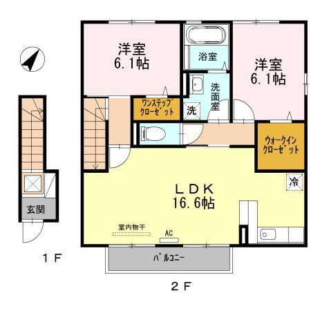 マティエール潮音A(2LDK/2階)の間取り写真