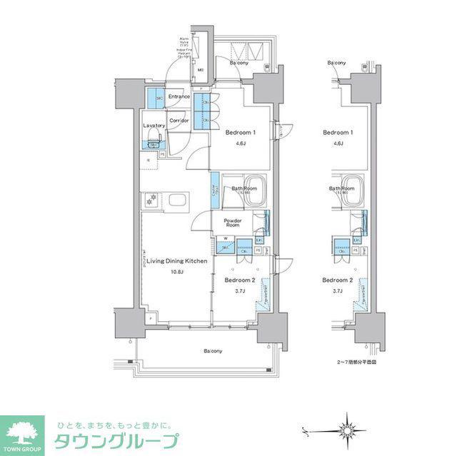 ルフォンプログレ門前仲町プレミア(2LDK/6階)の間取り写真