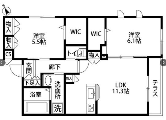 LA MER(2LDK/1階)の間取り写真