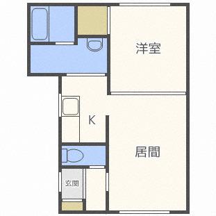 グランメール24軒1-6B(1LDK/4階)の間取り写真