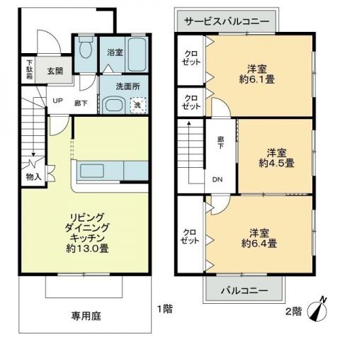MUSEA八幡B B1(3LDK/1階)の間取り写真