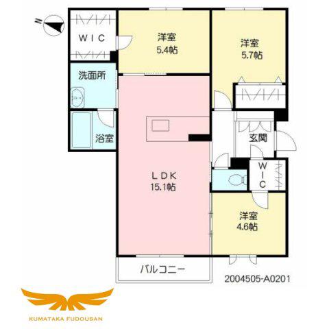 シャーメゾンROCK FIELD(3LDK/2階)の間取り写真