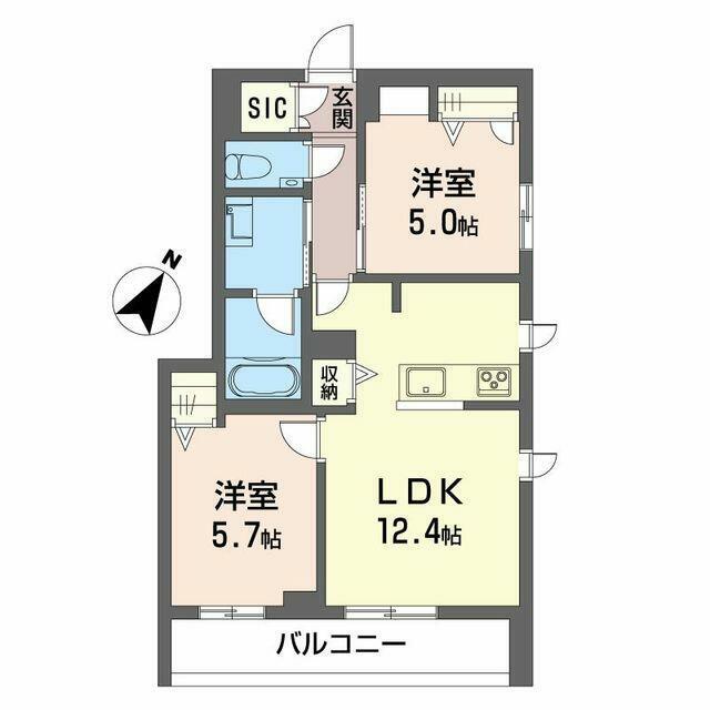 プレミアス上野毛(2LDK/3階)の間取り写真