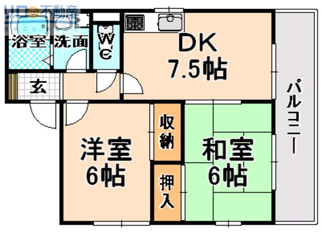 オンゼハウス金岡(2DK/1階)の間取り写真