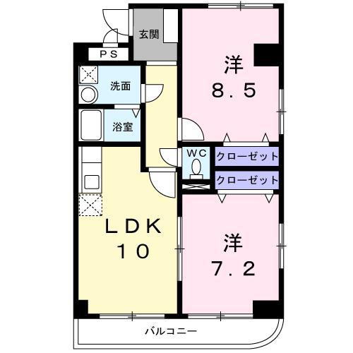 ツ-ノミヤ・プレッソ(2LDK/2階)の間取り写真