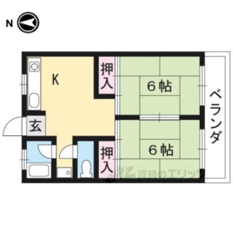 阪田ハイツ(2DK/3階)の間取り写真