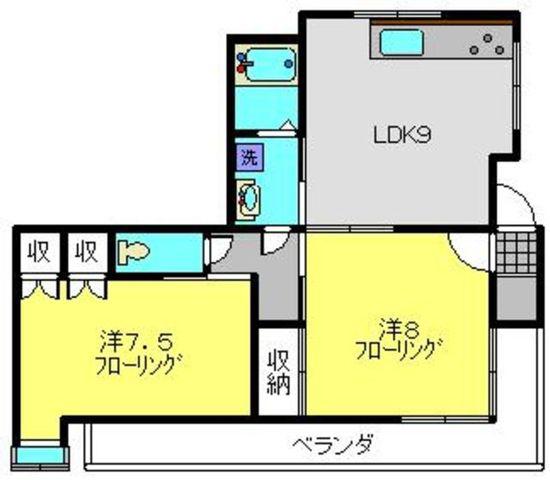 BRUGES A(2LDK/2階)の間取り写真