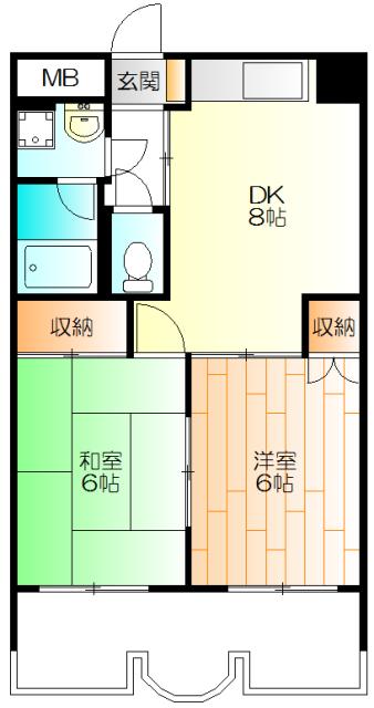 メジャーモ広町(2DK/2階)の間取り写真