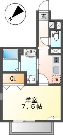西鉄天神大牟田線 春日原駅 徒歩2分 5階建 築2年(1K/3階)の間取り写真