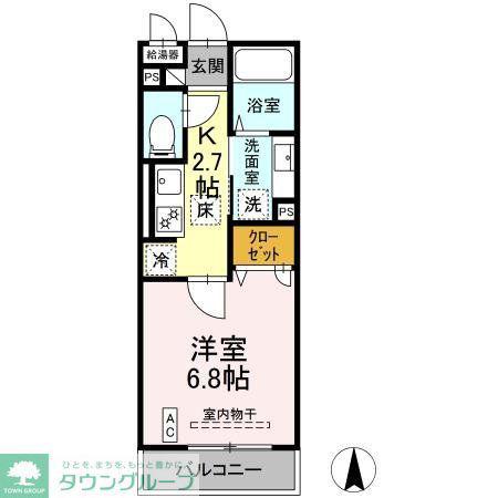 サンビレッジ中央(1K/1階)の間取り写真