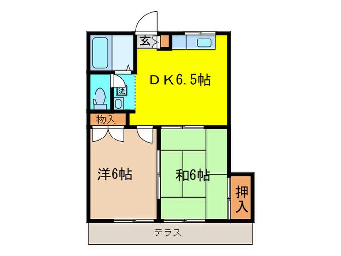 HILLS 3(2DK/1階)の間取り写真