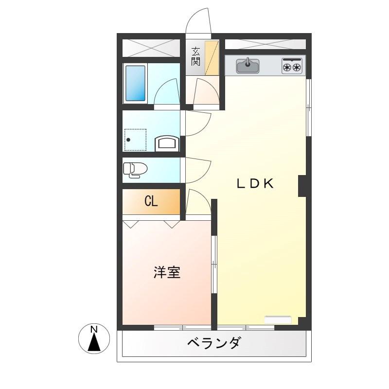 シティパルスギモトI(1LDK/2階)の間取り写真