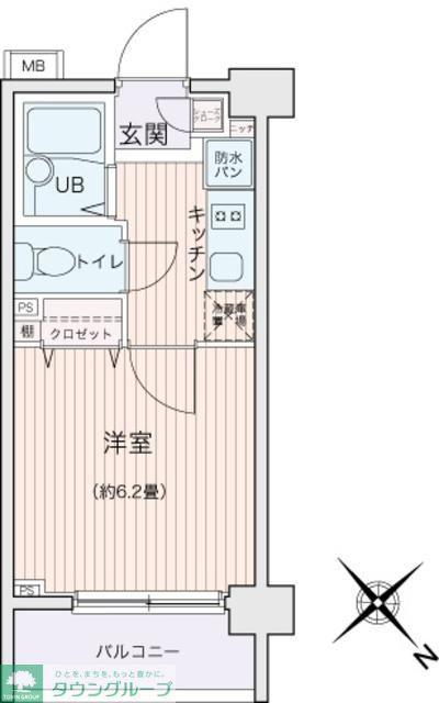 エコロジー都立大学レジデンス(1K/5階)の間取り写真
