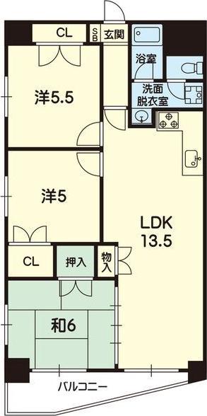 ヒルクレストフォーエス水前寺(3LDK/4階)の間取り写真