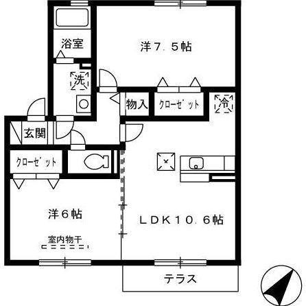 パークハイムABC(2LDK/2階)の間取り写真