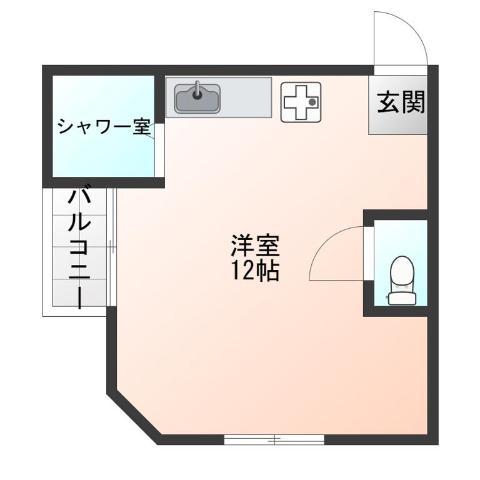 スローライフ南(ワンルーム/4階)の間取り写真