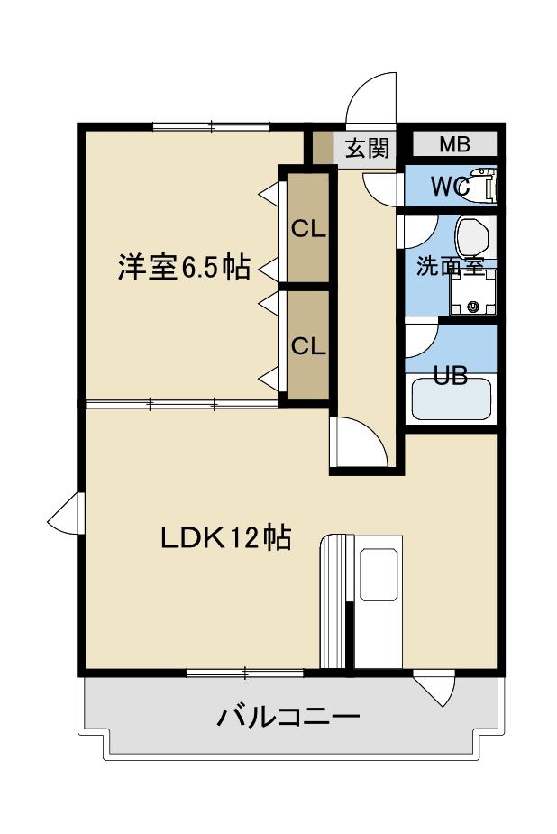 ハイムルーエ(1LDK/2階)の間取り写真