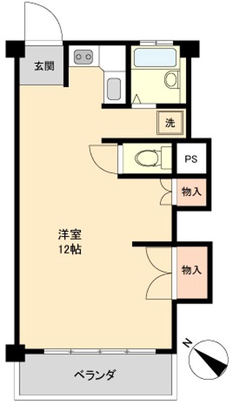 中野島マンション(ワンルーム/2階)の間取り写真