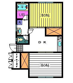 グリーンヒルズ大川B(2DK/2階)の間取り写真