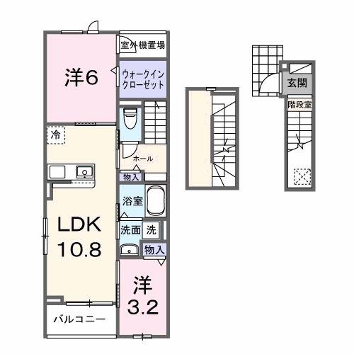 クレッシェンド石ヶ瀬(2LDK/3階)の間取り写真