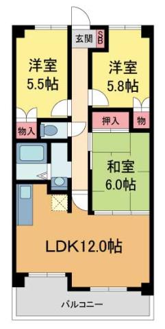 メゾンドール安倉(3LDK/3階)の間取り写真