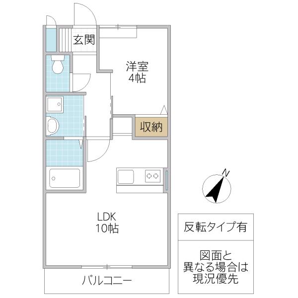 JR常磐線 勝田駅 バス乗車時間:17分 最寄りバス停で下車 徒歩4分 2階建 築13年(1LDK/1階)の間取り写真