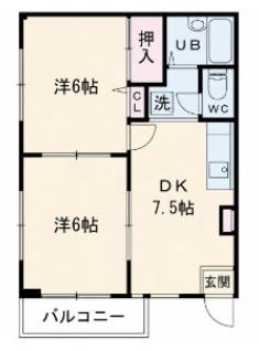 モンシャトー本蓮沼(2DK/4階)の間取り写真