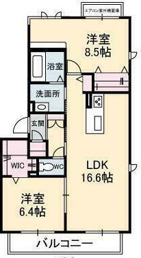 サマンサ(2LDK/2階)の間取り写真