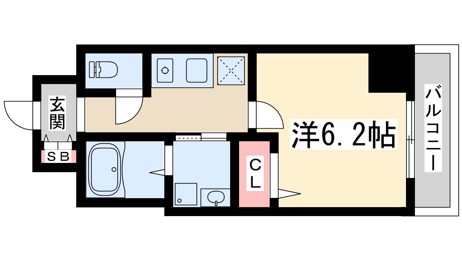 レジュールアッシュプレミアムツイン1(1K/3階)の間取り写真