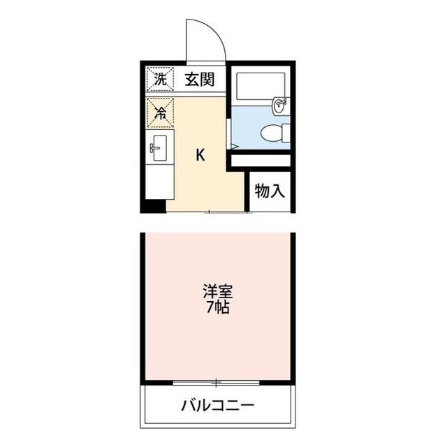 富ケ丘ハイツ(1K/2階)の間取り写真