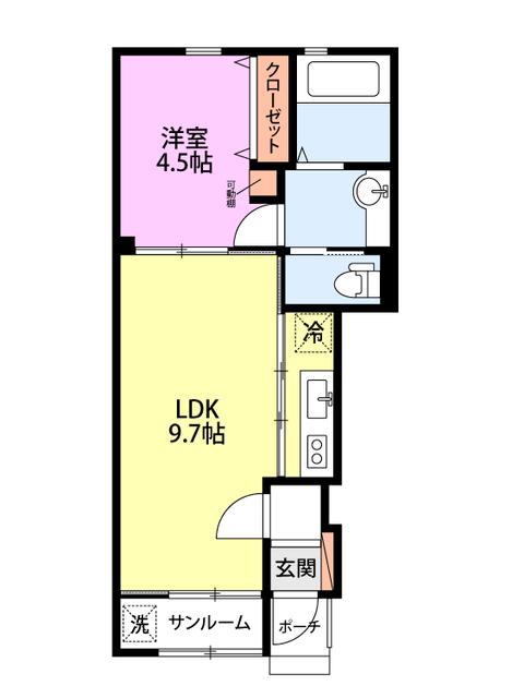 グラン・ラルジュ(1LDK/1階)の間取り写真