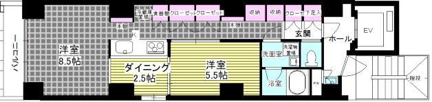 LILIO小石川(2DK/4階)の間取り写真