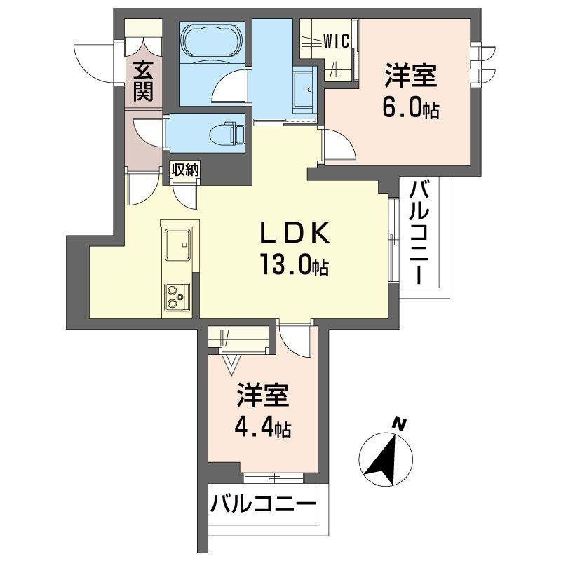 クィンス(2LDK/3階)の間取り写真