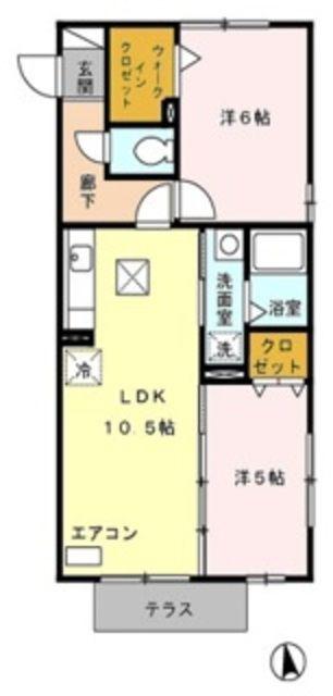 グランシエル(2LDK/1階)の間取り写真
