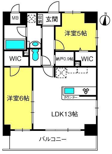 ラグゼナ浦和(2LDK/4階)の間取り写真