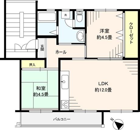 真砂1丁目団地(2LDK/1階)の間取り写真