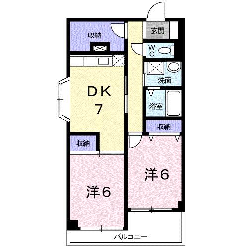 サウスERN WIND(2DK/2階)の間取り写真