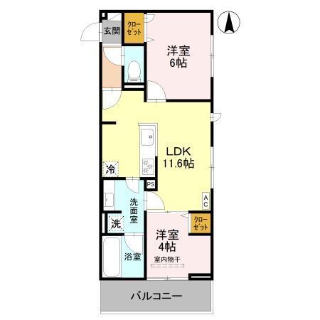 ノースガーデンM(2LDK/3階)の間取り写真