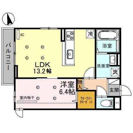 グロワール ヒロ(1LDK/1階)の間取り写真