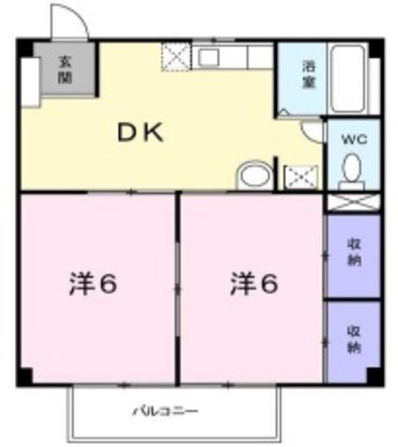 ウインズハイツⅡ(2DK/1階)の間取り写真