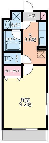 ボンヌシャンス(1K/2階)の間取り写真