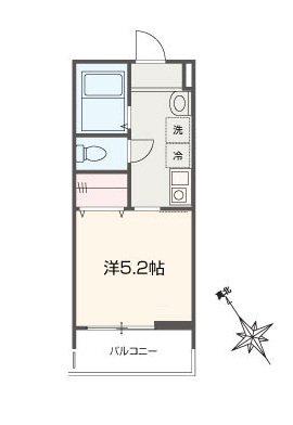 MELLAS新座II(1K/2階)の間取り写真
