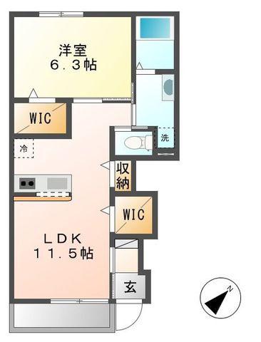 メリーガーデン(1LDK/1階)の間取り写真