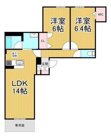 ハワード コート(2LDK/1階)の間取り写真