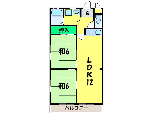 マーベラス泉ヶ丘(2LDK/3階)の間取り写真