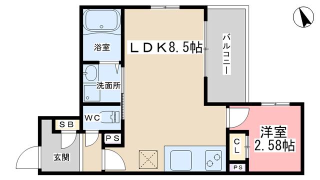 R-SMART山科大宅(1LDK/1階)の間取り写真