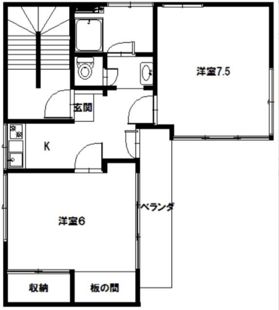 新東ハイツ(1K/2階)の間取り写真